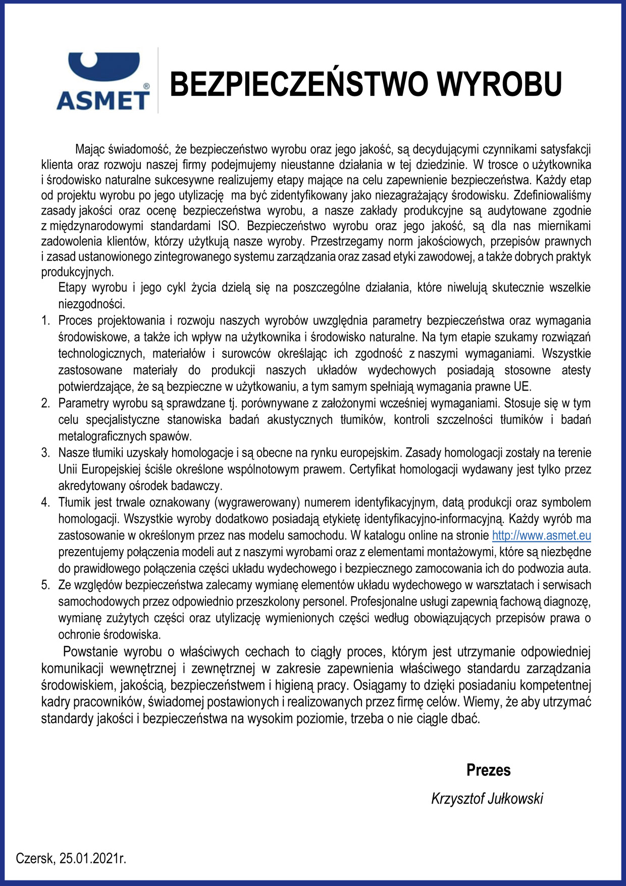 Bezpieczeństwo wyrobu